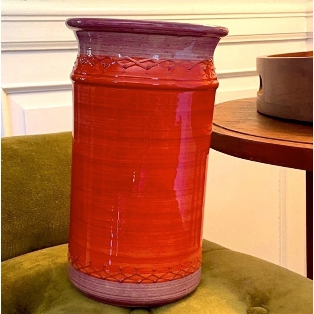 Large Vase Artisan Vintage NEW Red + Purple Large Vase Made in France